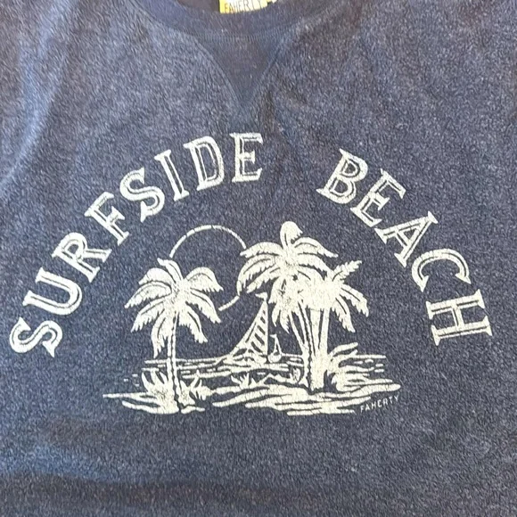 Faherty Blue Crewneck Sweater with Surfside Beach Graphic - Medium - Picture 7 of 8